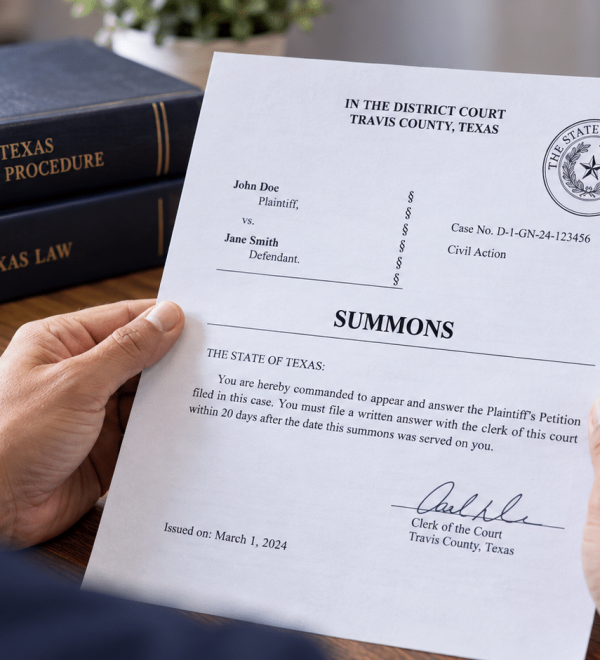 Persona lee una citación judicial de Travis County: qué hacer si recibe una